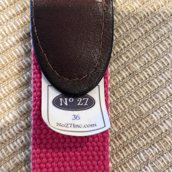 No 27 Men’s Belt Seersucker Green/White inside is Pink Size 36 - Picture 5 of 6